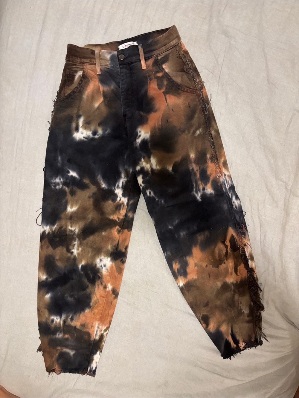 High-Rise Tie-Dye Women’s Jeans in Black & Brown